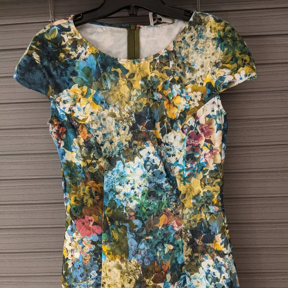 Kilian Kerner Senses Cap Sleeve Colourful Floral Cocktail Party Dress Si… - Picture 5 of 11